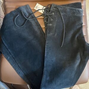 DKNY RARE deadstock 100% suede black low rise Y2K flare pants